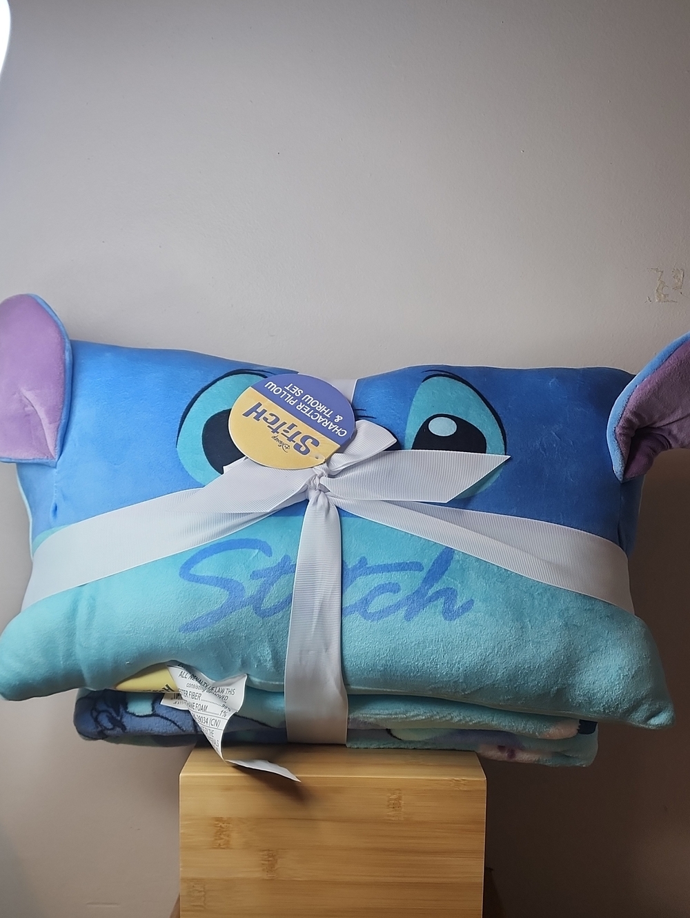Disney Stitch Aqua and Blue Plush Pillow & Blanket Set